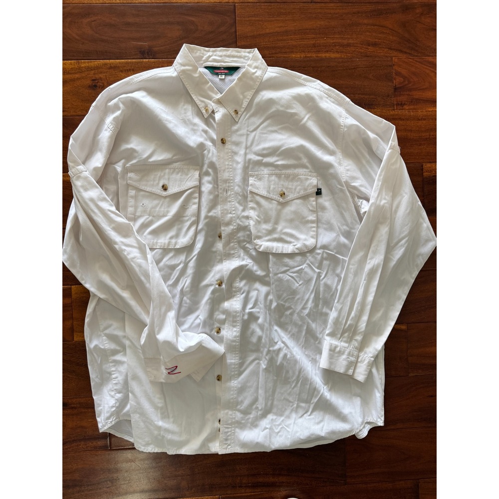 REDINGTON Mens‎ XL White Long Sleeve Button Up Fishing Outdoor Shirt
